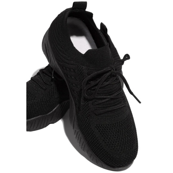 Black Slip On Comfy Athleisure Sneakers - Picture 3 of 10